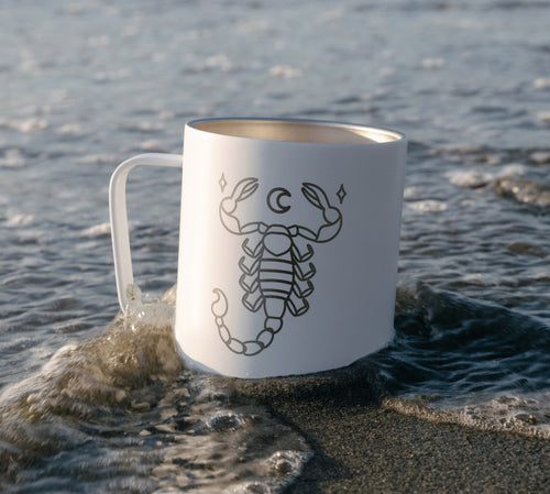 A Personalized MiiR Camp Cup on the beach